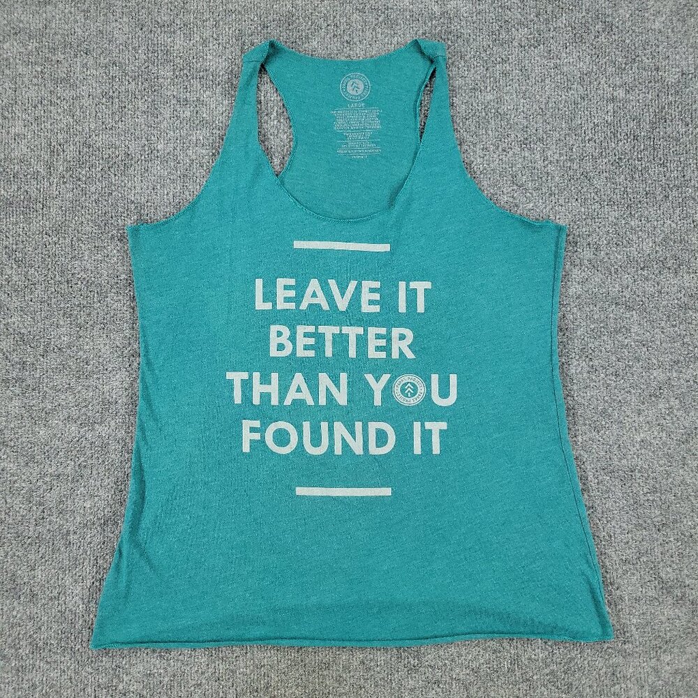 Parks Project Tank Top Shirt Women's Large Blue Graphic Round Neck Sleeveless